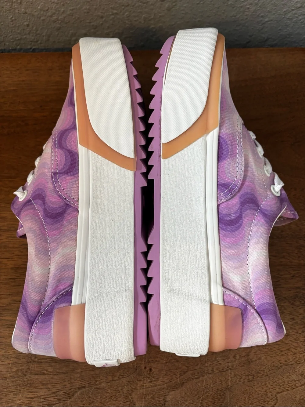 Vans Pink & Lavender Wave Pattern Platform Sneakers 7.5